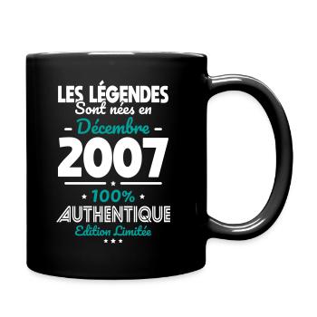 18. Geburtstag - Legends Born Dezember 2007 - Tasse einfarbig - Schwarz - Rechts