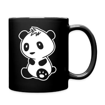 Panda Bad Hair – Funny Kawaii Bear & Manga - Full Colour Mug - black - Right