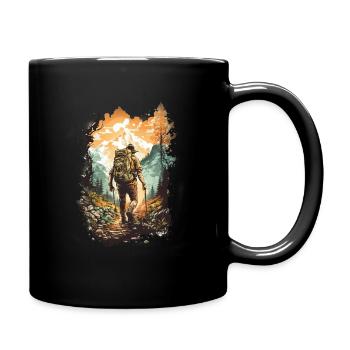 Mountain Trekker at Sunset - Full Colour Mug - black - Right