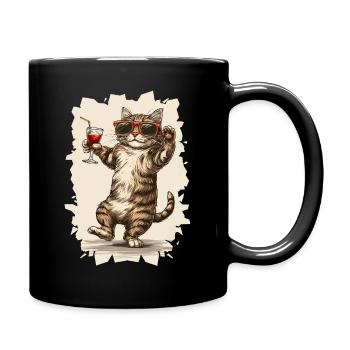 Party Katze :) - Tasse einfarbig - Schwarz - Rechts