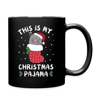 Das Ist Mein Weihnachtspyjama, Süßes Nashorn - Tasse einfarbig - Schwarz - Rechts