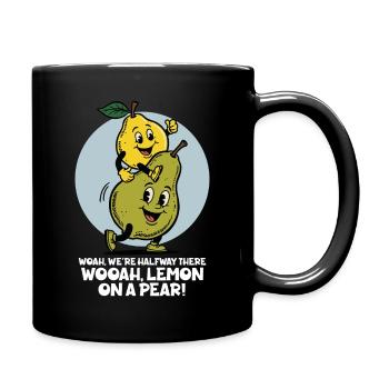 Zitrone auf einer Birne - Tasse einfarbig - Schwarz - Rechts