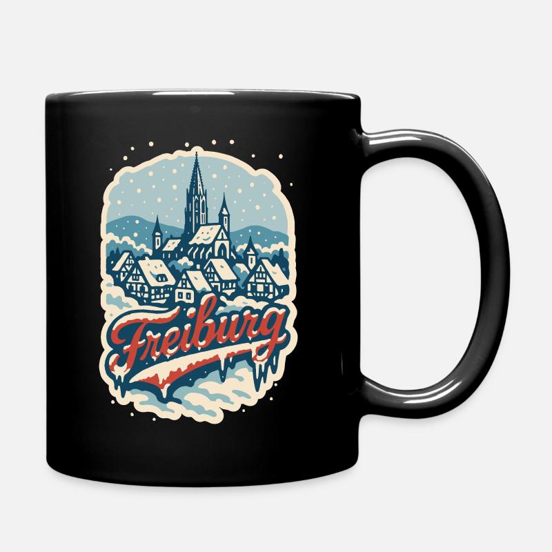 Freiburg Winterzauber   - Tasse einfarbig - Schwarz