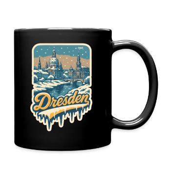 Wintry Dresden – Old Town in the Snow - Full Colour Mug - black - Right