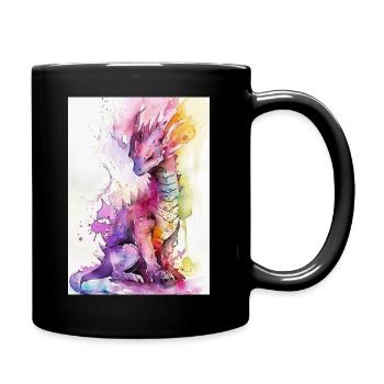 Rainbow Watercolor Dragon - Full Colour Mug - black - Right