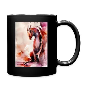 Red Watercolor Dragon - Full Colour Mug - black - Right