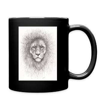 Sehr ernsthafter Löwe - Tasse einfarbig - Schwarz - Rechts