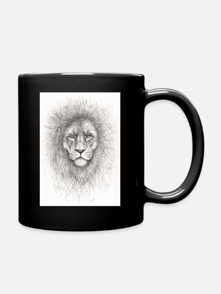 Very serious lion - Full Colour Mug - black