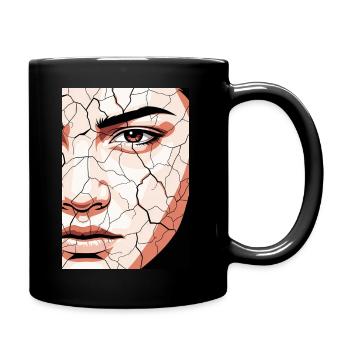 Abstraktes Gesicht Portrait Rissig Surreal Wüste - Tasse einfarbig - Schwarz - Rechts