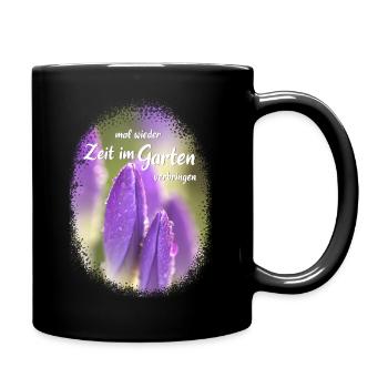 Enjoy time in the garden again crocuses purple flower - Full Colour Mug - black - Right