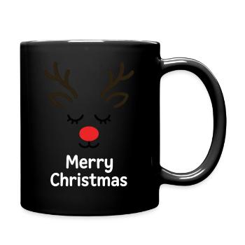 Hirsch Rudolph Frohe Weihnachten süß - Tasse einfarbig - Schwarz - Rechts