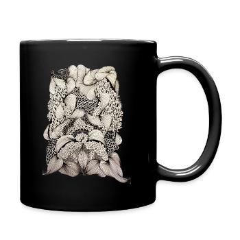 Tourbillons de plantes noires et blanches - Mug uni - noir - Droite