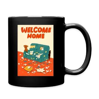 Illustration de chiens coquins mignons - Mug uni - noir - Droite