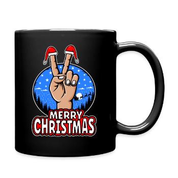 Frohes Weihnachten Peacezeichen Motiv - Tasse einfarbig - Schwarz - Rechts