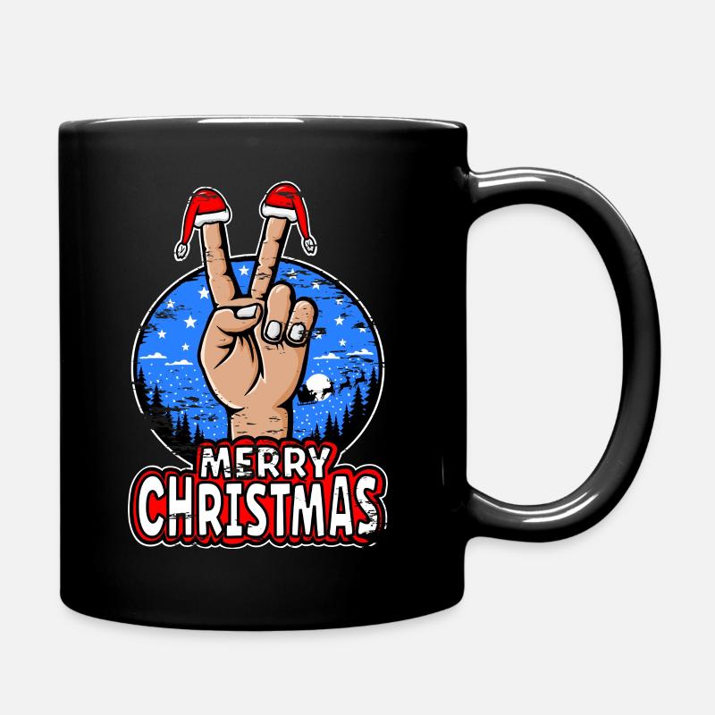 Frohes Weihnachten Peacezeichen Motiv - Tasse einfarbig - Schwarz