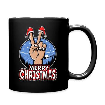Merry Christmas Peace Sign Motif Blue - Full Colour Mug - black - Right