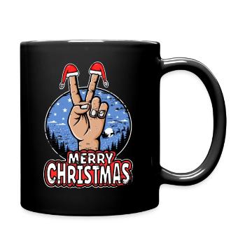 Frohes Weihnachten Peacezeichen Motiv Blau - Tasse einfarbig - Schwarz - Rechts