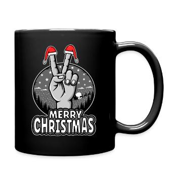 Frohes Weihnachten Peacezeichen Motiv - Tasse einfarbig - Schwarz - Rechts