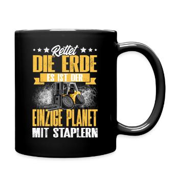 Staplerfahrer - Tasse einfarbig - Schwarz - Rechts