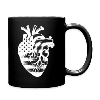 Amerikanische Flagge USA im anatomischen Herz - Tasse einfarbig - Schwarz - Rechts