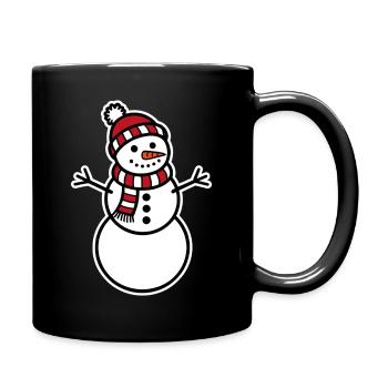 Schneemann - Tasse einfarbig - Schwarz - Rechts