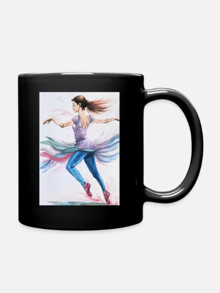 Swirling Dancer in Pastels - Full Colour Mug - black