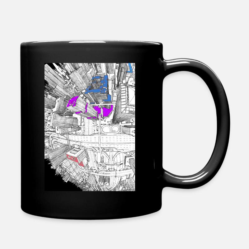 Fish Eye Skyscrapers - Full Colour Mug - black