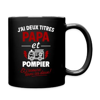 Vatertagsgeschenkidee für Vater und Feuerwehrmann - Tasse einfarbig - Schwarz - Rechts