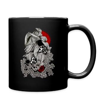 Rissiges Linienskull mit Rotakzent - Tasse einfarbig - Schwarz - Rechts