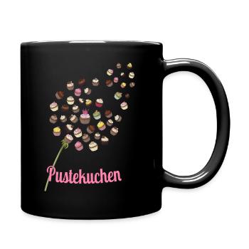 Pustekuchen – Lustiges Cupcake Design - Tasse einfarbig - Schwarz - Rechts