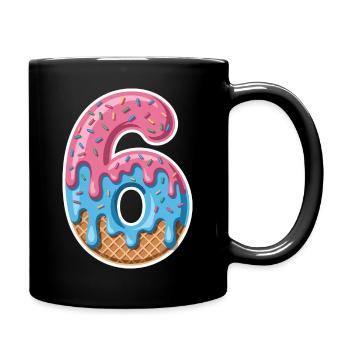 Sechster Geburtstag 6 Eiscreme Zahl Mit Streuseln - Full Colour Mug - black - Right