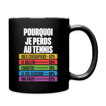 Les Raisons Drôles de Perdre Humour Coach Tennis - Mug uni - noir - Droite