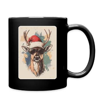 Reindeer Deer Antlers Reindeer Vintage Christmas - Full Colour Mug - black - Right