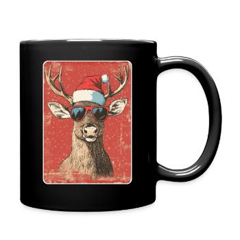 Reindeer Deer Antlers Reindeer Vintage Christmas - Full Colour Mug - black - Right