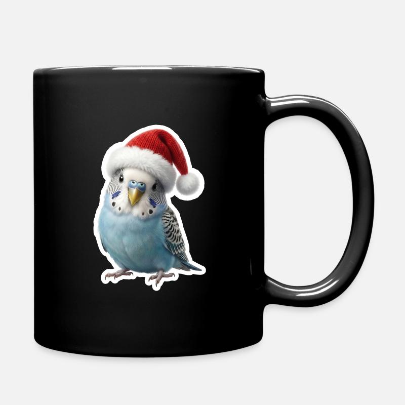Blauer Wellensittich mit Mütze – Einfach Festlich - Tasse einfarbig - Schwarz
