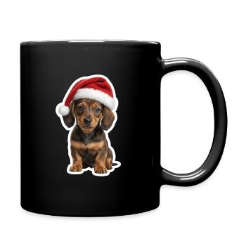 Dackel Welpe Weihnachten Hundefan - Tasse einfarbig - Schwarz - Rechts