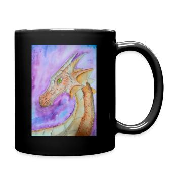 Drache handgezeichnet - Tasse einfarbig - Schwarz - Rechts
