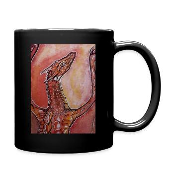 Dragon rouge peint à la main - Mug uni - noir - Droite
