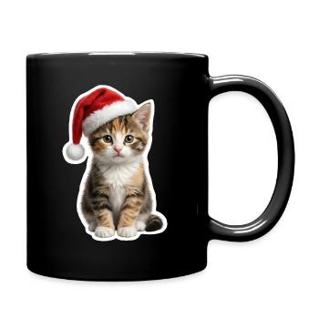 Neugieriges Kaetzchen wartet auf Geschenke - Tasse einfarbig - Schwarz - Rechts
