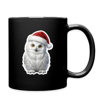 Weise Schnee Eule in Weihnachtsstimmung - Tasse einfarbig - Schwarz - Rechts