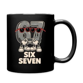 6 7 Sechs Sieben Meme Aura Points Gaming Süß  - Tasse einfarbig - Schwarz - Rechts
