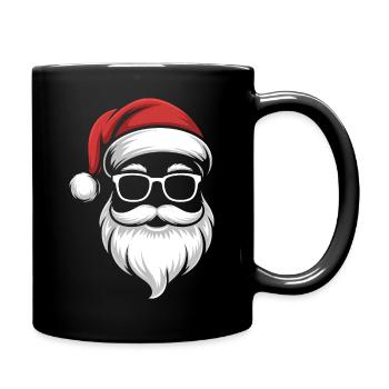 Santa with sunglasses and cap - Full Colour Mug - black - Right