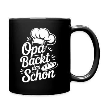 Opa Backt Das Schon - Tasse einfarbig - Schwarz - Rechts