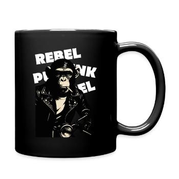 Rebellischer Affe am Motor - Tasse einfarbig - Schwarz - Rechts