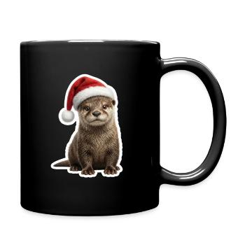 Putziger Otter bereit fuers Fest - Tasse einfarbig - Schwarz - Rechts