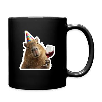 La capybara en mode fête avec du vin - Mug uni - noir - Droite