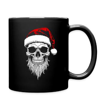 Schädel Santa Weihnachts - Skull - Tasse einfarbig - Schwarz - Rechts