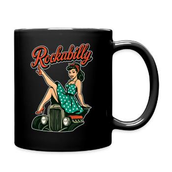 Rockabilly Vintage Hot Rod Pin Up 50s Gift - Full Colour Mug - black - Right