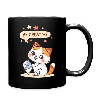 Chat Kawaii Créatif - Mug uni - noir - Droite