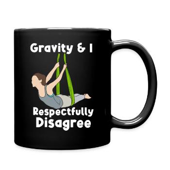 Funny Aerial Yoga Gravity Disagree Art Tee - Full Colour Mug - black - Right